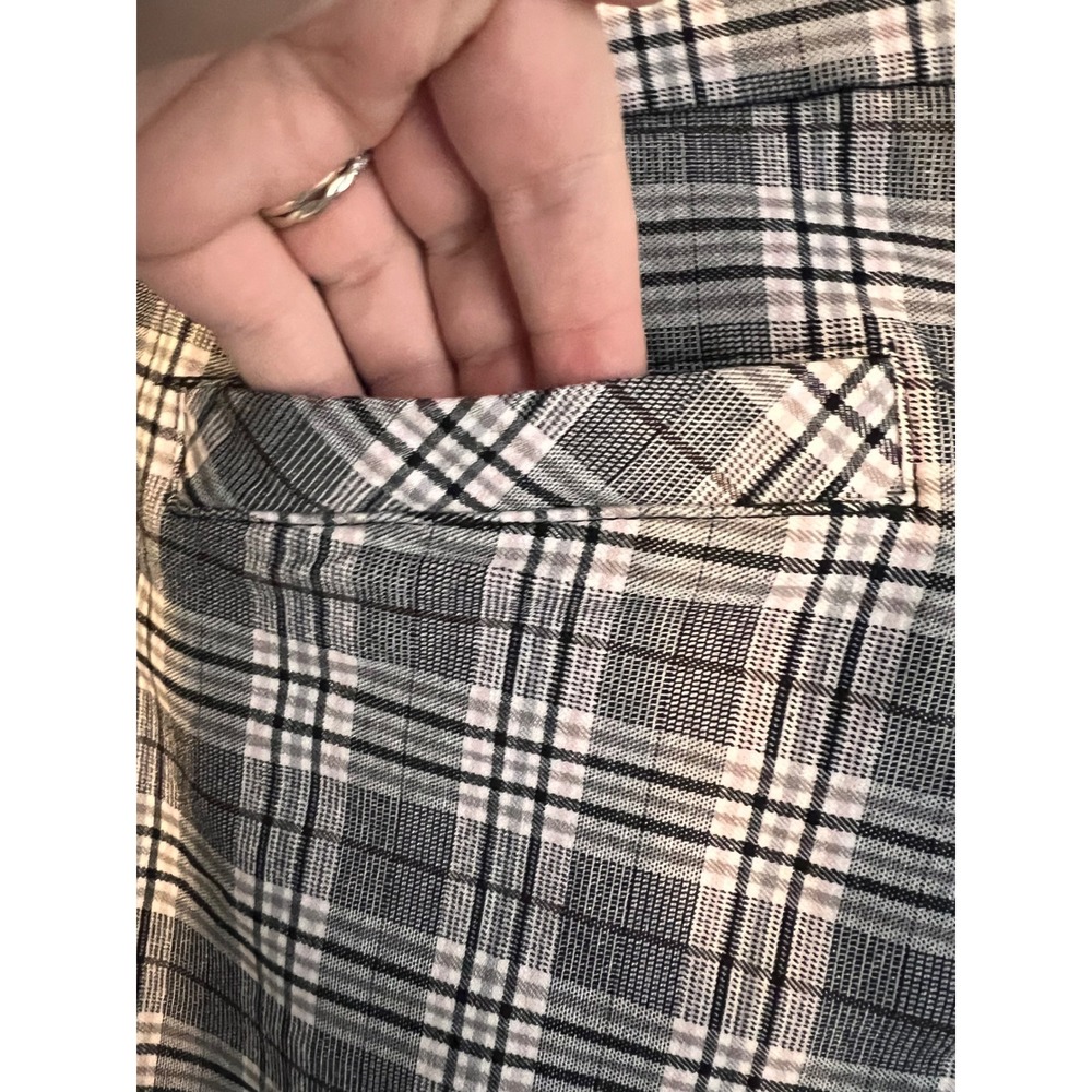 Kim Rogers Womens Plaid Pull On Dress Pants Black White Gray Straight Leg 14S - Picture 8 of 14